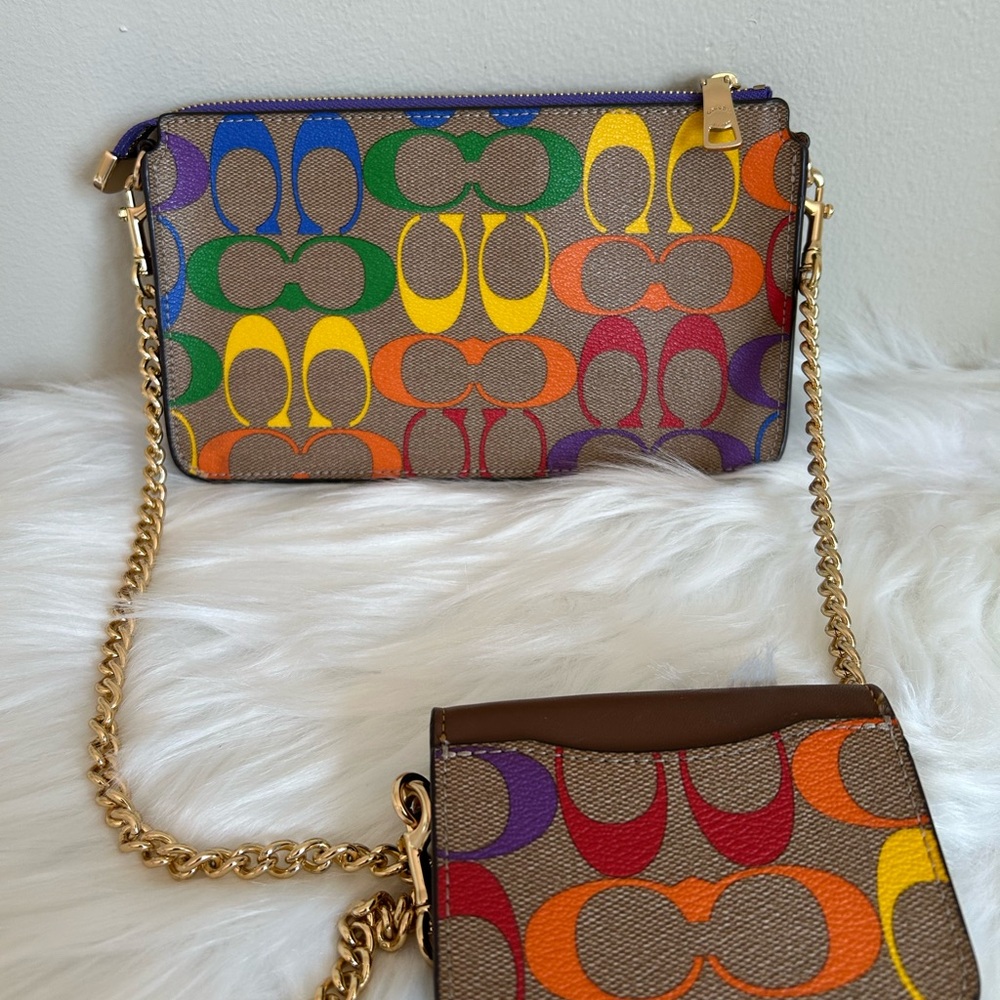 Coach Poppy Crossbody & Wallet In Rainbow Signature Canvas - Picture 3 of 7